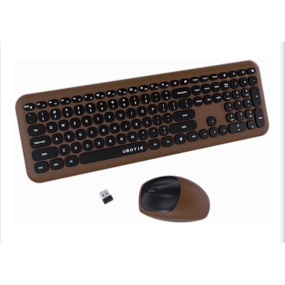 UBOTIE Colorful Computer Wireless Keyboards Mouse Combos, Typewriter Flexible Ke
